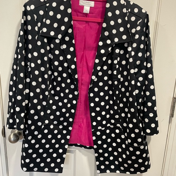 Women’s CJ Banks By Christopher Banks Black Blazer With White Dots, Pockets - Picture 1 of 13